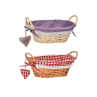 Orla Willow Bread Basket with Red Gingham Lining