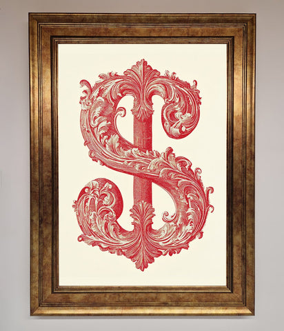 Ornate Dollar Cash Art Framed Print