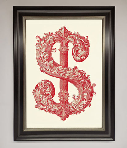 Ornate Dollar Cash Art Framed Print
