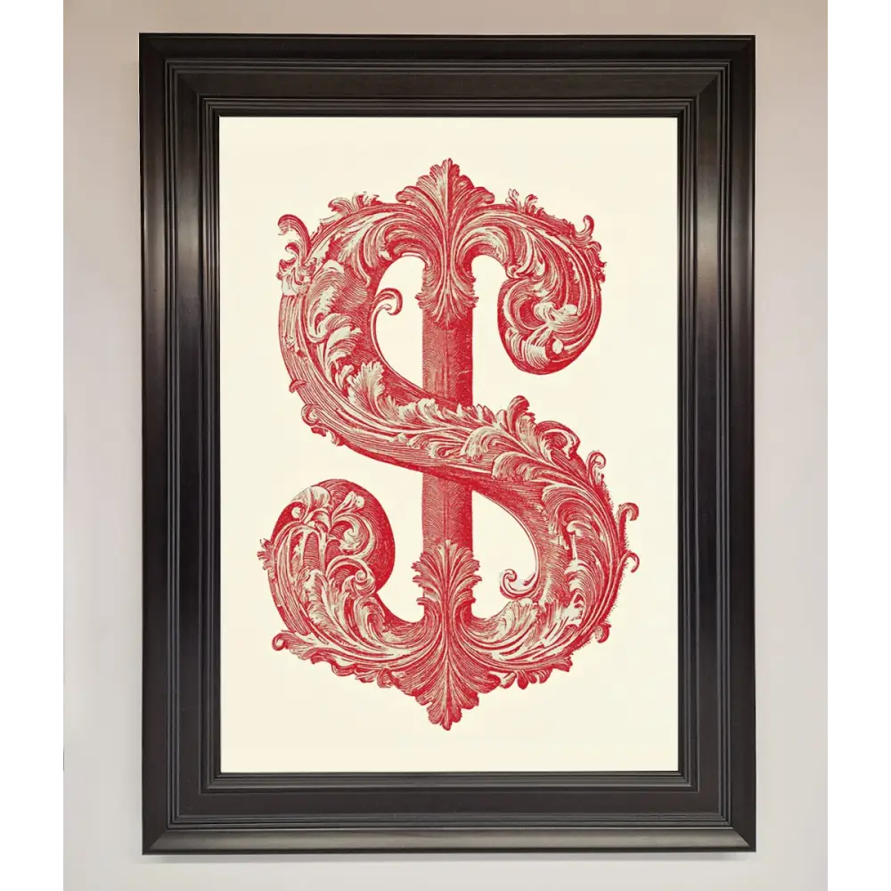 Ornate Dollar Cash Art Framed Print - A1 (59.4 x 84.1 cm) / Matt Black - Framed Print
