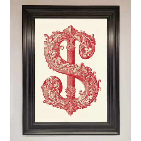 Ornate Dollar Cash Art Framed Print - A1 (59.4 x 84.1 cm) / Matt Black - Framed Print