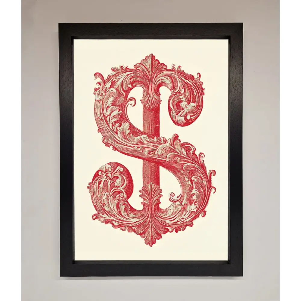 Ornate Dollar Cash Art Framed Print - A3 (29.7 x 42 cm) / Black - Framed Print