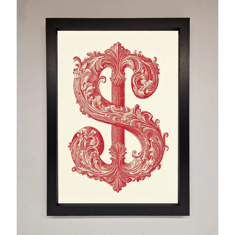 Ornate Dollar Cash Art Framed Print - A3 (29.7 x 42 cm) / Black - Framed Print