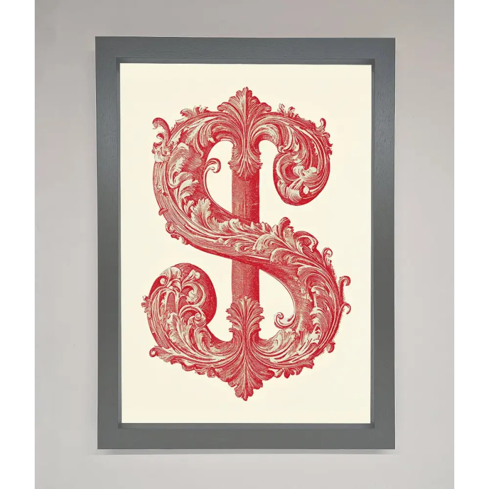 Ornate Dollar Cash Art Framed Print - A3 (29.7 x 42 cm) / Dark Grey - Framed Print