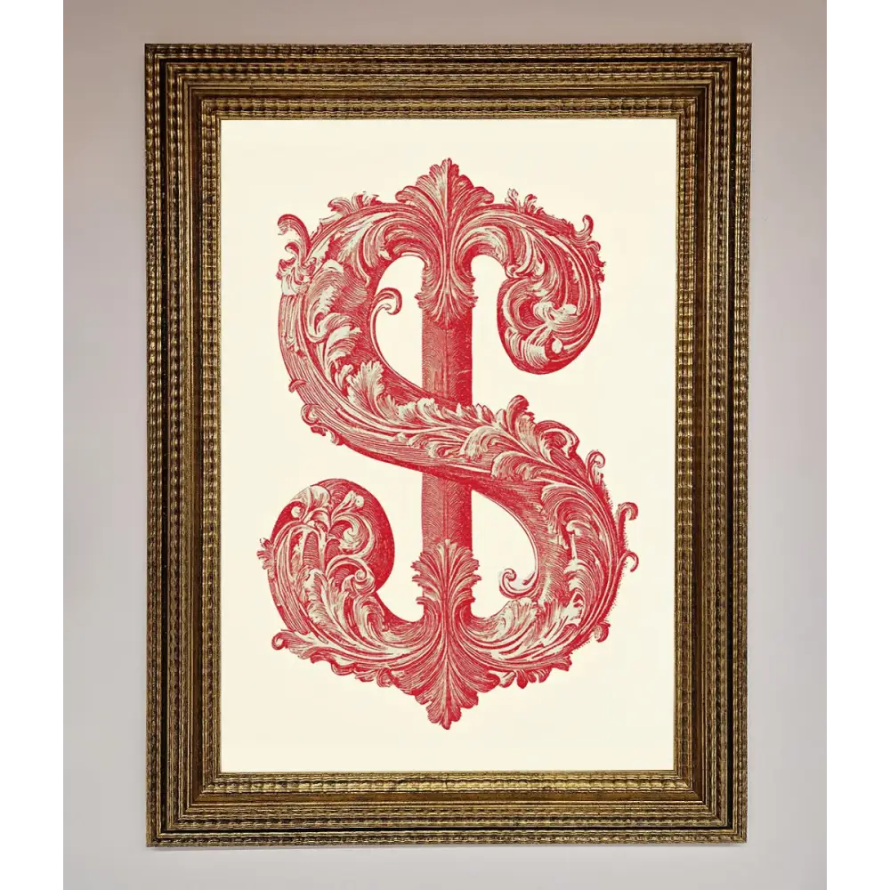 Ornate Dollar Cash Art Framed Print - A3 (29.7 x 42 cm) / Ornate Gold - Framed Print