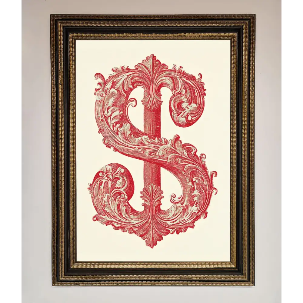 Ornate Dollar Cash Art Framed Print - A3 (29.7 x 42 cm) / Ornate Gold Black - Framed Print
