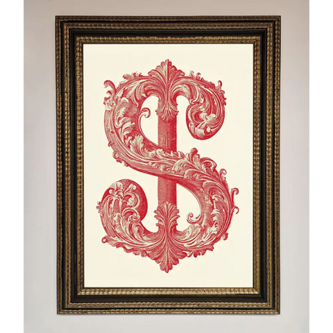Ornate Dollar Cash Art Framed Print - A3 (29.7 x 42 cm) / Ornate Gold Black - Framed Print