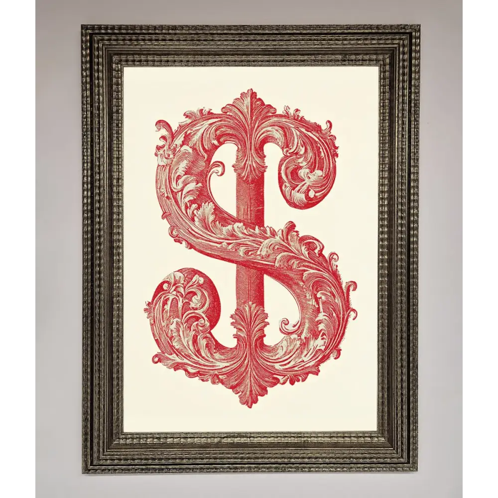 Ornate Dollar Cash Art Framed Print - A3 (29.7 x 42 cm) / Ornate Silver - Framed Print