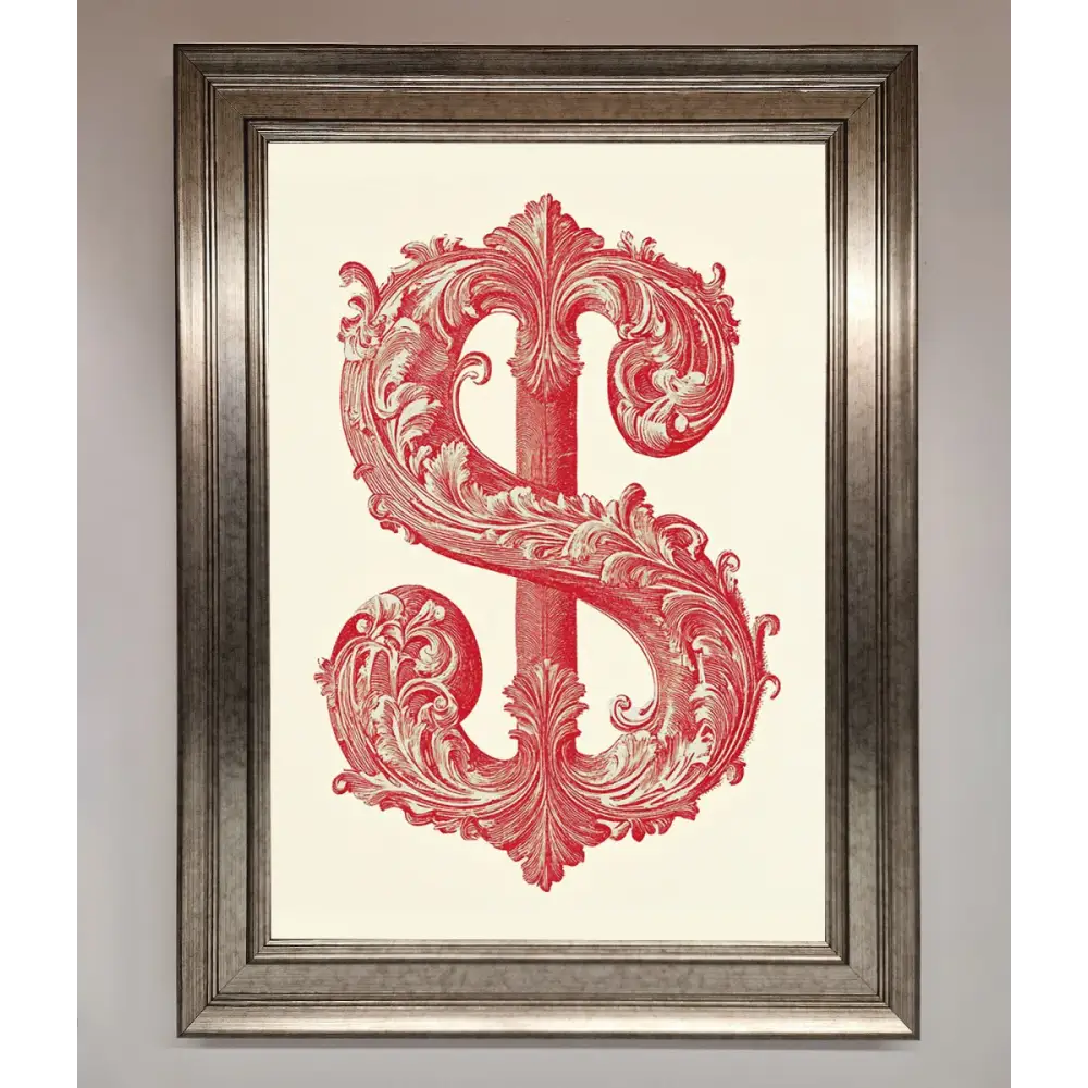 Ornate Dollar Cash Art Framed Print - A3 (29.7 x 42 cm) / Silver - Framed Print
