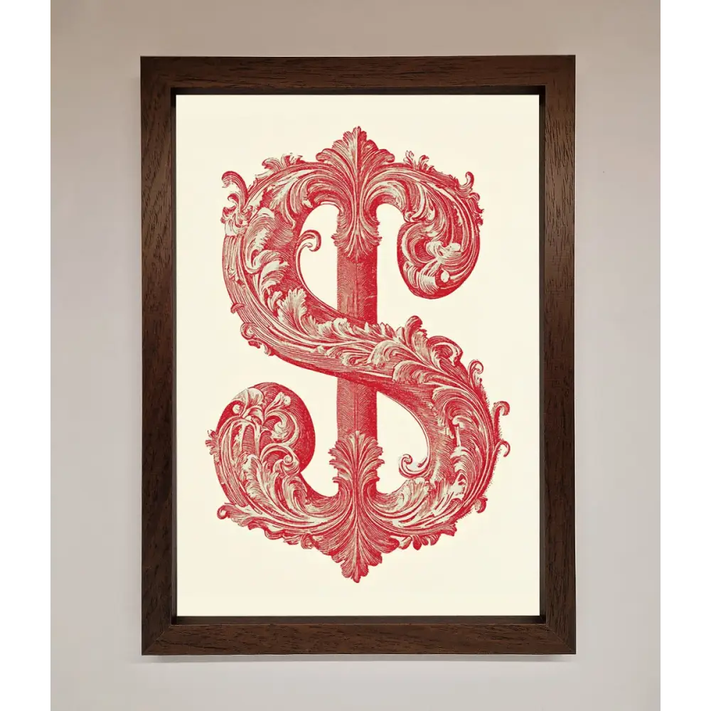 Ornate Dollar Cash Art Framed Print - A3 (29.7 x 42 cm) / Walnut - Framed Print