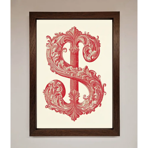 Ornate Dollar Cash Art Framed Print - A3 (29.7 x 42 cm) / Walnut - Framed Print