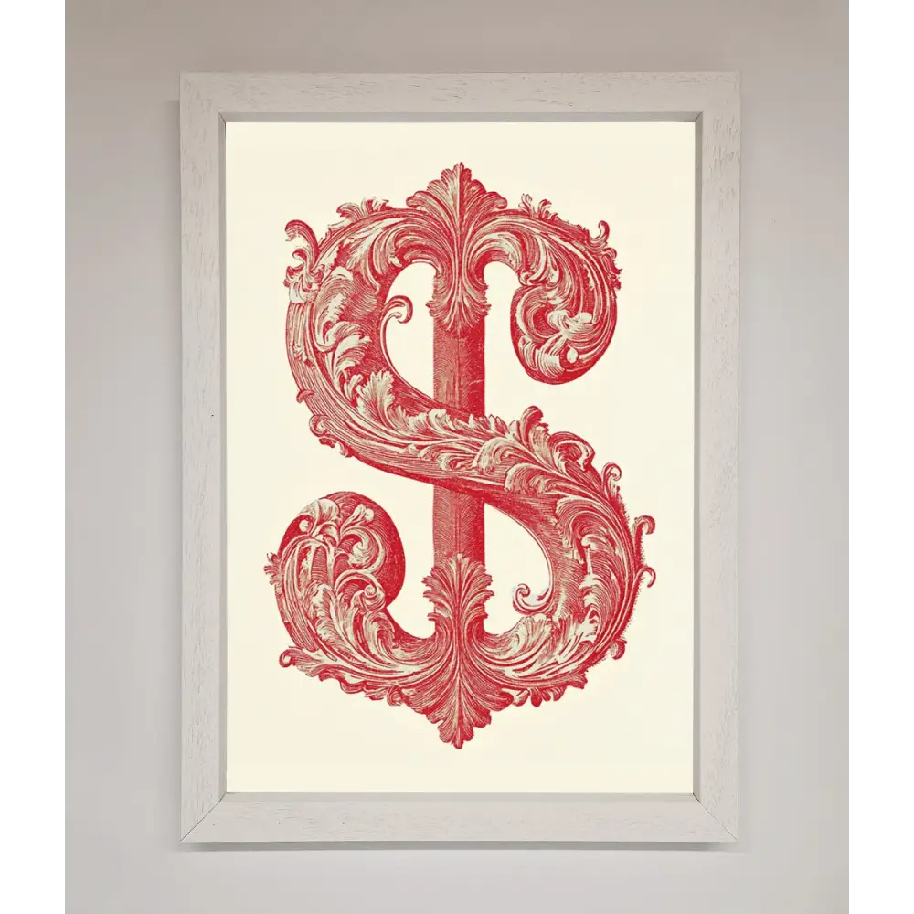 Ornate Dollar Cash Art Framed Print - A3 (29.7 x 42 cm) / White - Framed Print