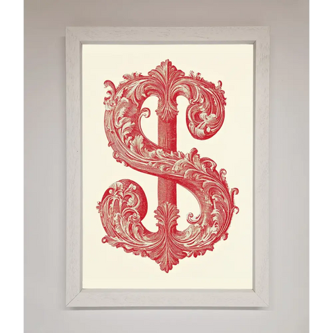 Ornate Dollar Cash Art Framed Print - A3 (29.7 x 42 cm) / White - Framed Print