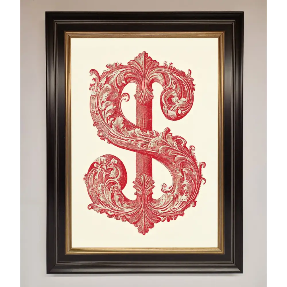 Ornate Dollar Cash Art Framed Print - B0 (100 x 141 cm) / Black Gold - Framed Print