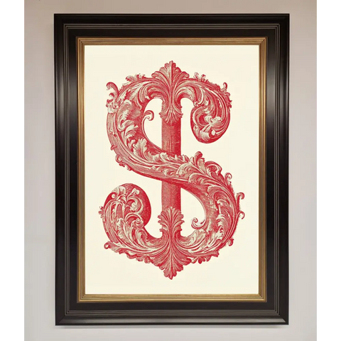 Ornate Dollar Cash Art Framed Print - B0 (100 x 141 cm) / Black Gold - Framed Print