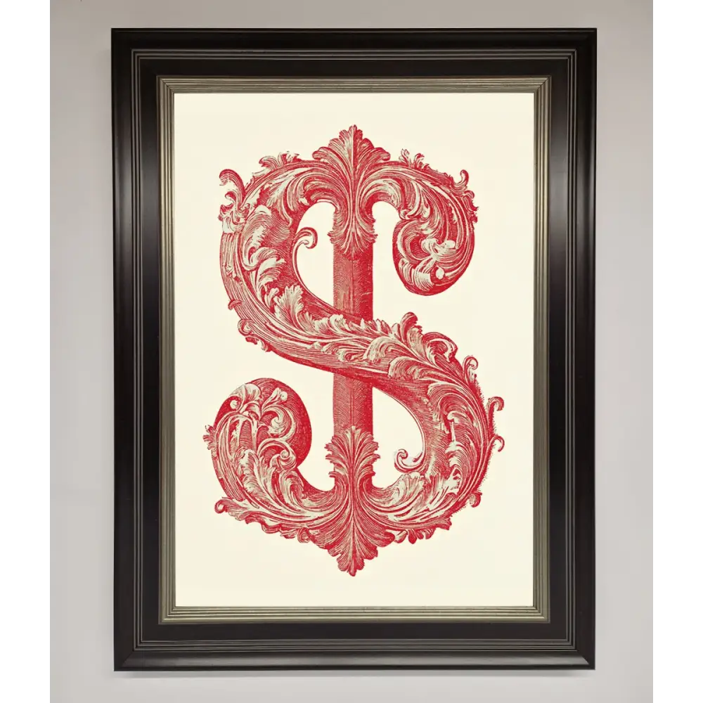 Ornate Dollar Cash Art Framed Print - B0 (100 x 141 cm) / Black Silver - Framed Print