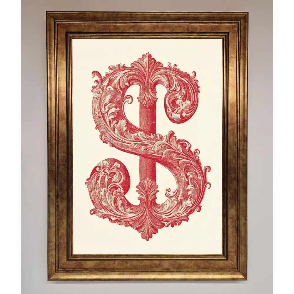 Ornate Dollar Cash Art Framed Print - B0 (100 x 141 cm) / Bronze - Framed Print