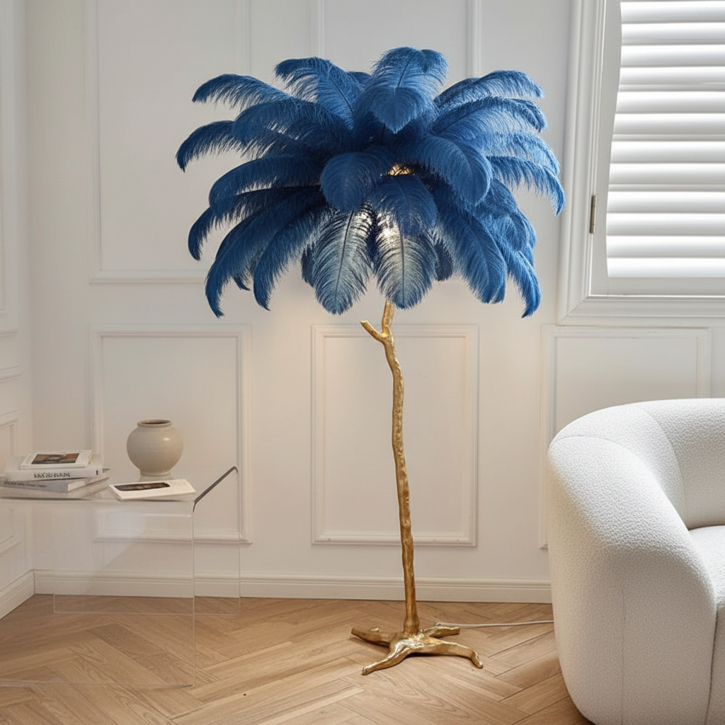Nordic Ostrich Feather Floor Lamp For Living Room