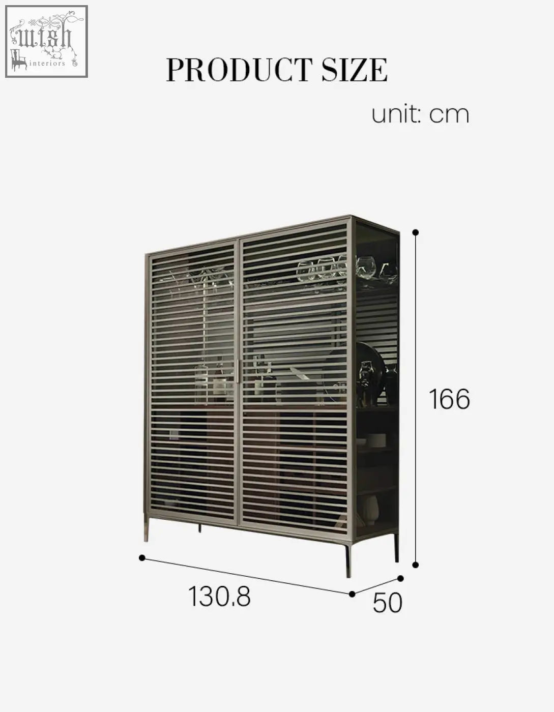 Modern metallic o’sullivan wine sideboard with horizontal slatted doors perfect for sleek wine storage cabinet needs