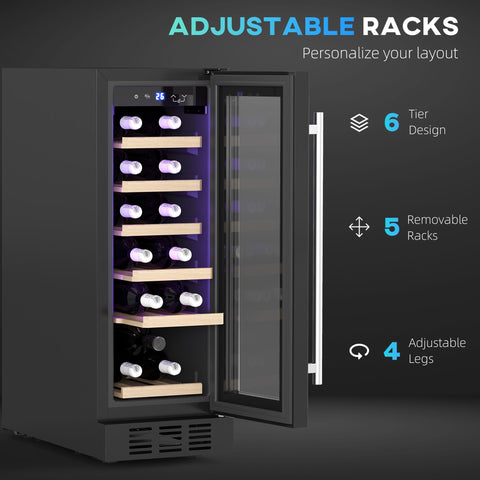 HOMCOM 19 Bottle 5-18\'e2\'84\'83 Wooden Rack Wine Fridge - Black