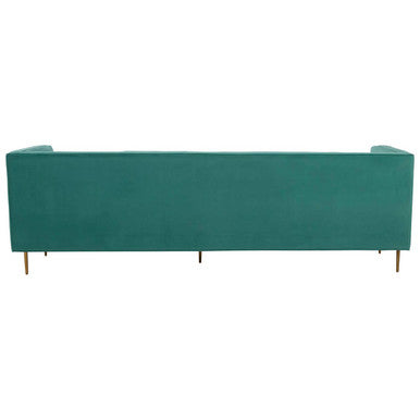 Teal velvet otylia 3-seat green sofa with slender gold legs perfect for stylish living rooms and cozy seating areas