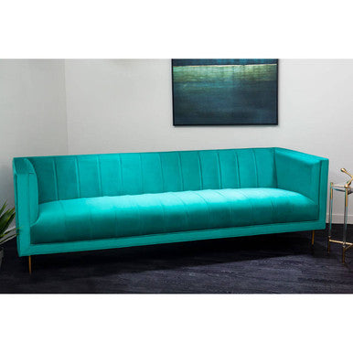 Teal velvet otylia 3 seat green sofa with tufted back and gold tone legs perfect 3 seat green sofa option