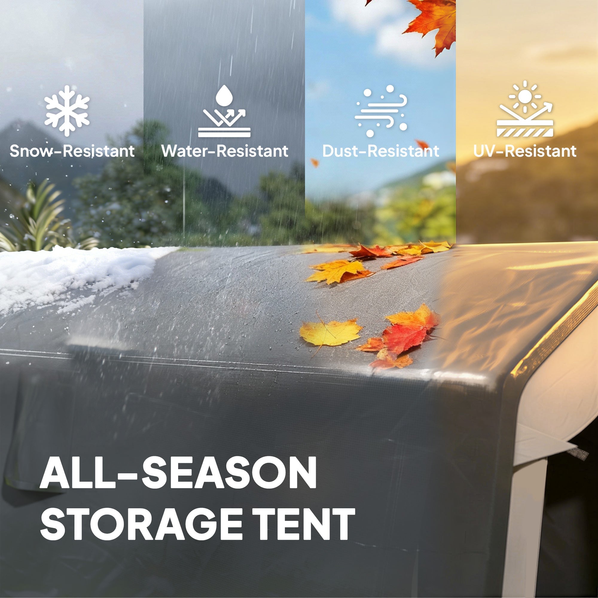 Dark gray outsunny garden storage shed tent with steel frame and all-weather cover for garden tools and bikes