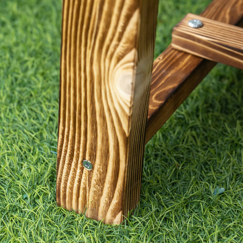 A rustic brown solid fir wood post with visible grain and screws from outsunny 2-seater wooden garden bench 110l x 38w cm