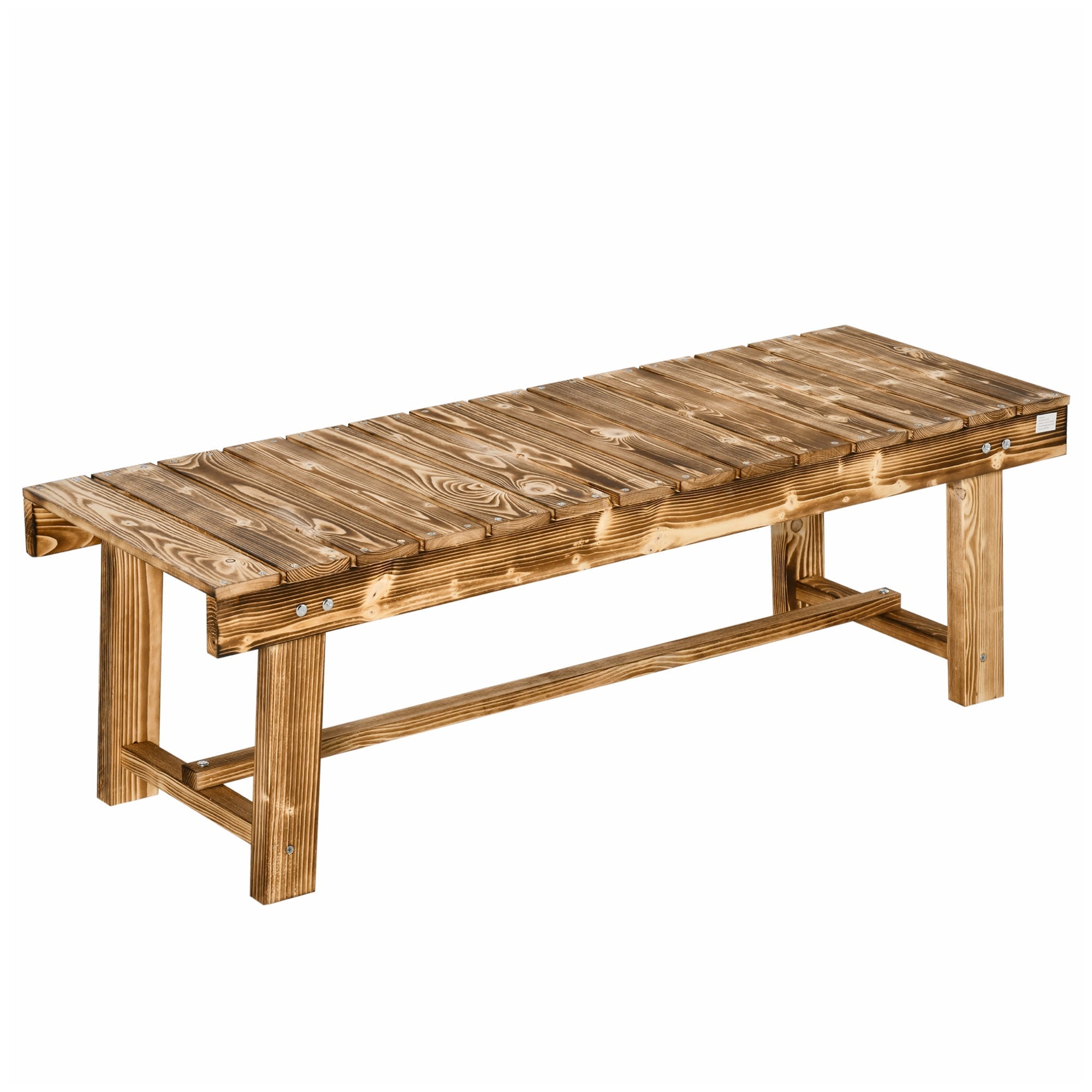 Rustic outdoor indoor wooden garden bench made of solid fir wood with slatted top 110l x 38w carbonised finish