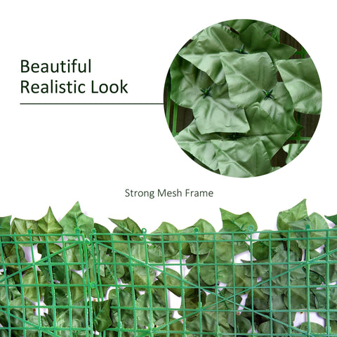 Outsunny 1-Piece Artificial Leaf Hedge Screen Privacy Fence Panel for Garden Outdoor Indoor Decor, Dark Green, 3M x 1M