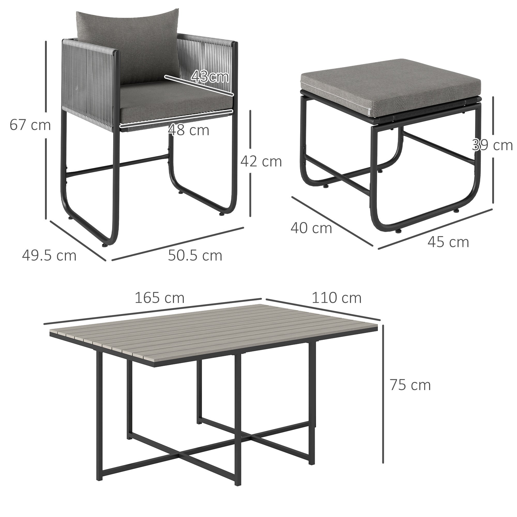 Modern outsunny 10 seater rattan cube garden dining set with gray wicker, cushions, and wood grain plastic table top