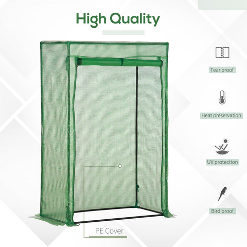 Green mesh tomato greenhouse with black steel frame and plastic pe cover for outdoor spaces like backyard or balcony