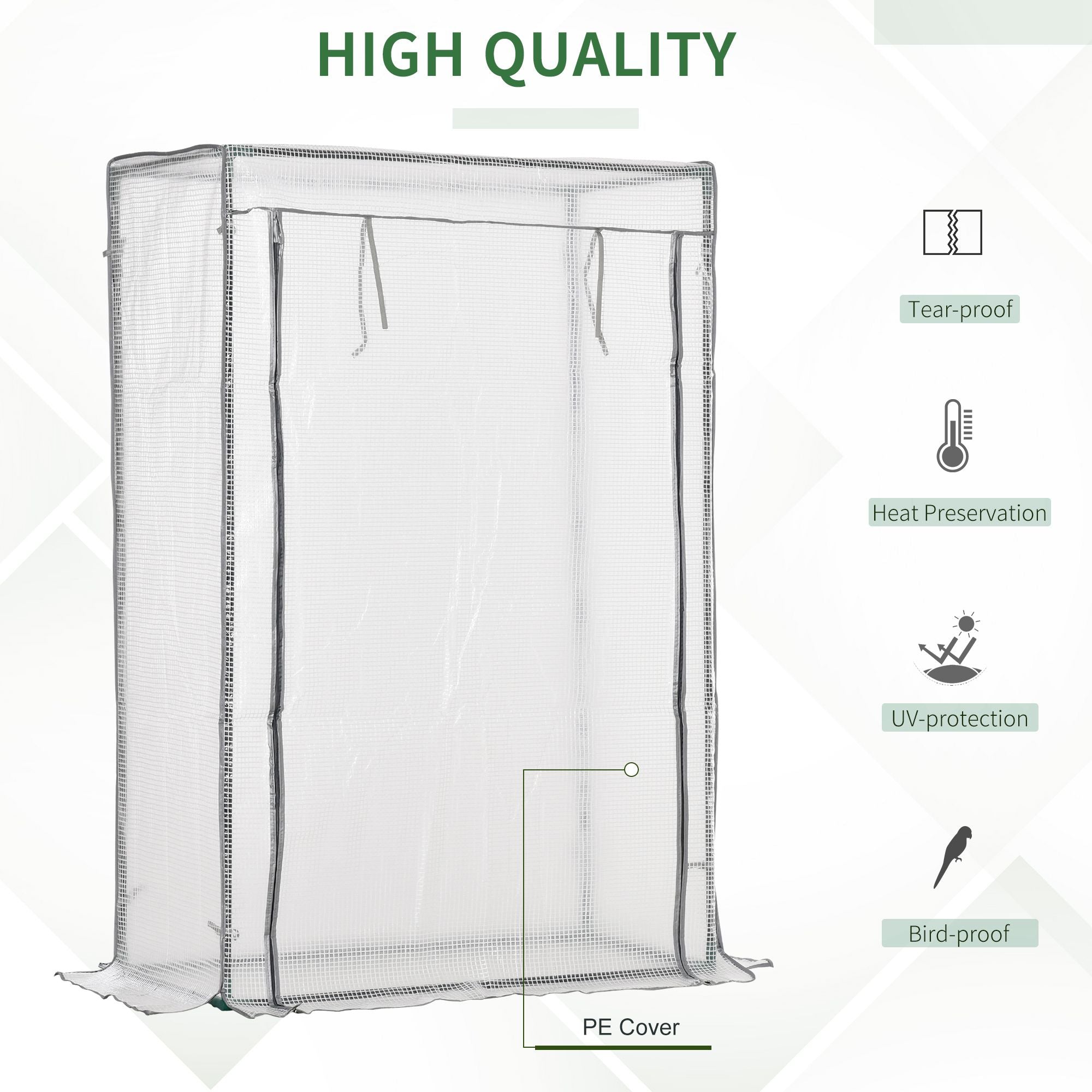 White mini greenhouse with steel frame and mesh pe cover for outdoor spaces like yard balcony and garden
