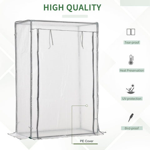 White mini greenhouse with steel frame and mesh pe cover for outdoor spaces like yard balcony and garden