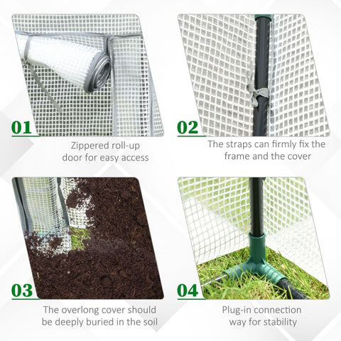 Green plastic mini greenhouse with white mesh cover steel frame and roll-up door for outdoor spaces like yards and balconies