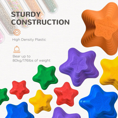Colorful star-shaped balance stepping stones made of high-density plastic for kids indoor outdoor play