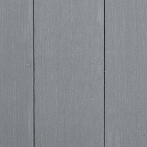 Gray painted fir wood planks with vertical grain on the back side of outsunny garden storage shed with asphalt roof
