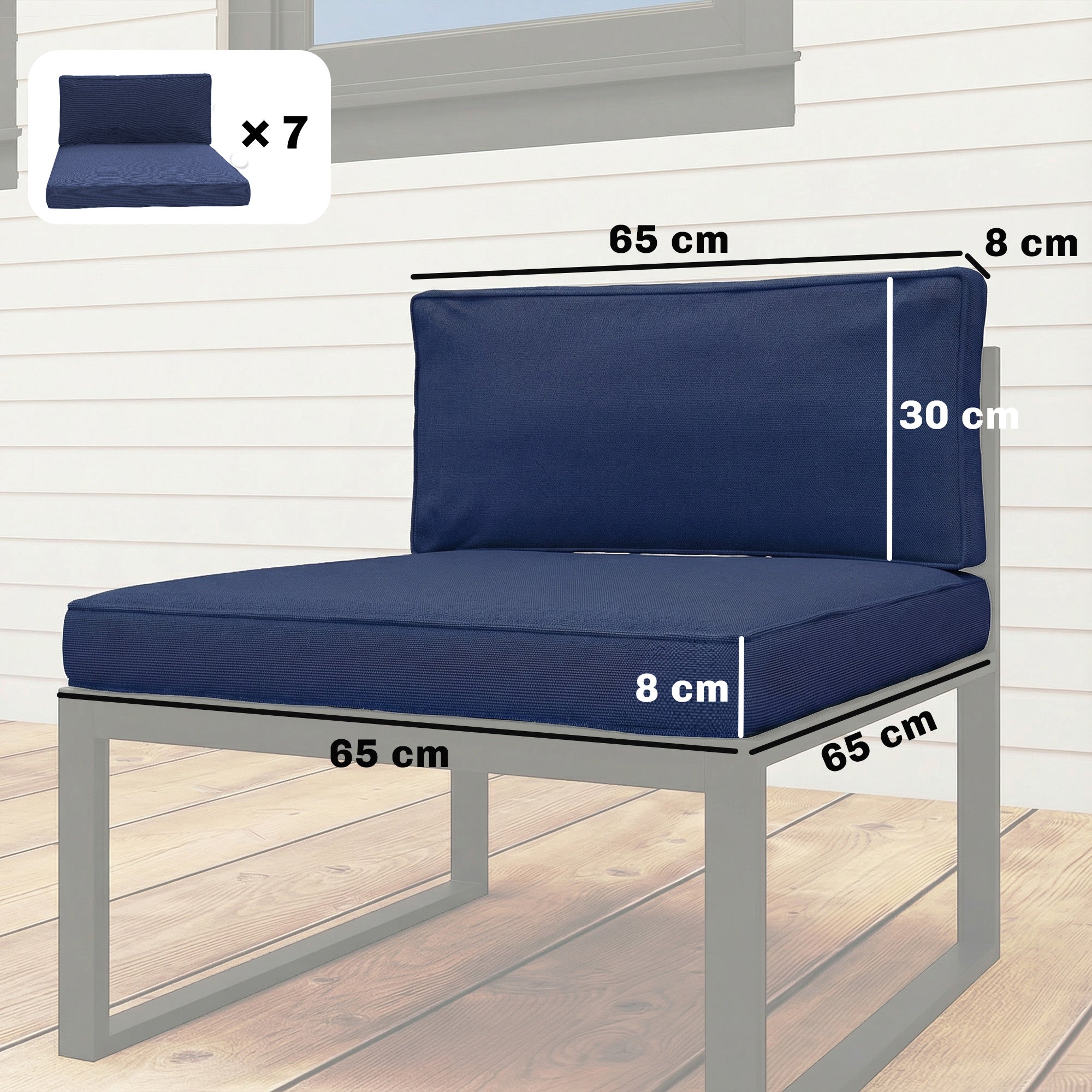 Navy blue outsunny 14-piece dining set cushions with seven seat cushions designed for comfort and durability outdoors