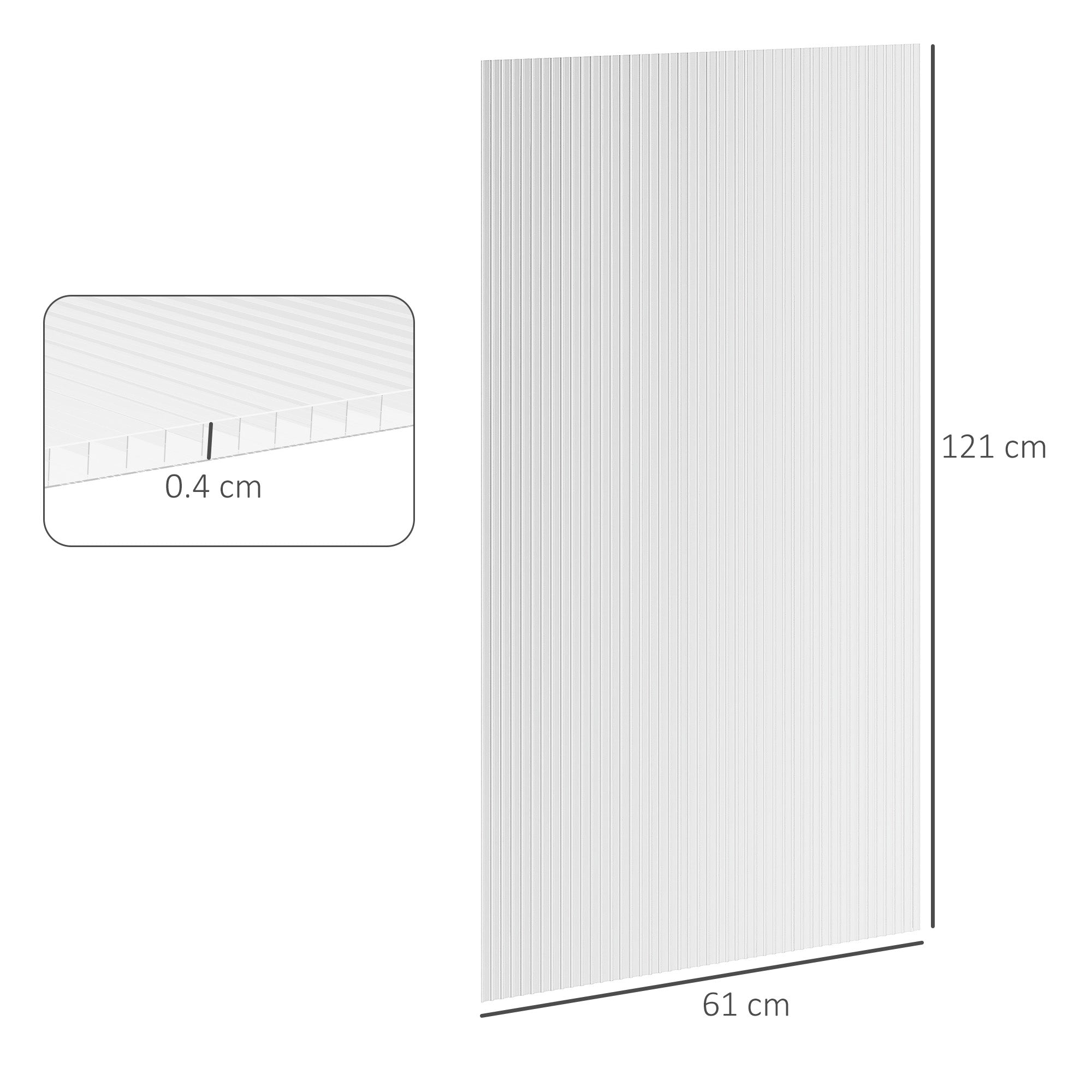 Outsunny 14 Pieces Polycarbonate Sheets, 121 x 61 x 0.4cm Twin-Wall Plastic Roofing Sheets, 10m\'c2\'b2 Replacement Greenhouse Panels, Waterproof and UV Protection, Clear