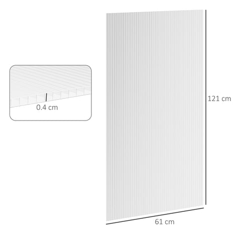 Outsunny 14 Pieces Polycarbonate Sheets, 121 x 61 x 0.4cm Twin-Wall Plastic Roofing Sheets, 10m\'c2\'b2 Replacement Greenhouse Panels, Waterproof and UV Protection, Clear