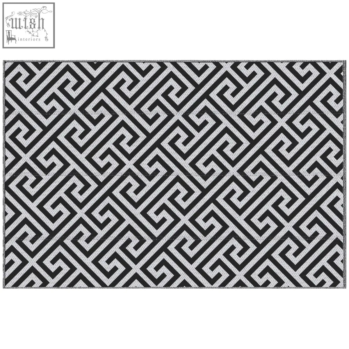 Outsunny black and white outdoor rug with greek key design made of plastic straw perfect for road tour and camping
