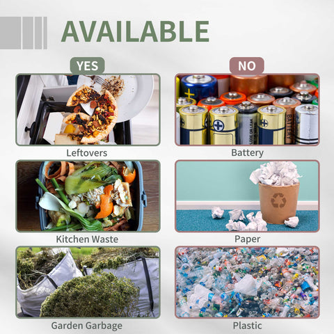 Clear guide on what waste goes in the grey outsunny 160L compost bin with two chambers for easy sorting