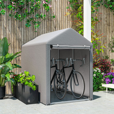 Outsunny light grey fabric temporary garden shed with galvanised steel frame and transparent side panels