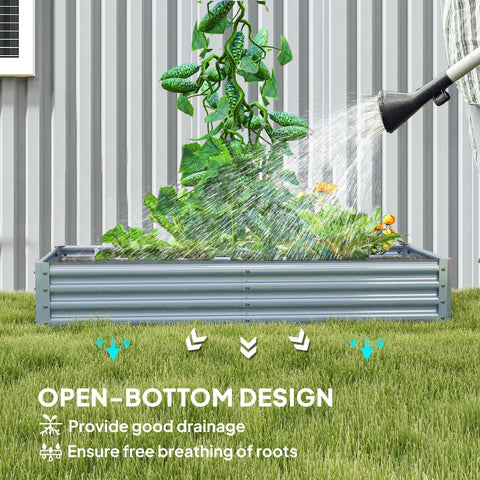 Silver outsunny galvanised steel raised garden bed with powder coating and open-bottom design for direct soil contact