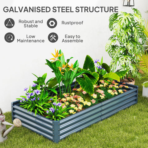 Outsunny 180 x 90cm galvanised steel raised garden bed with powder coating and reinforced corners for direct soil contact