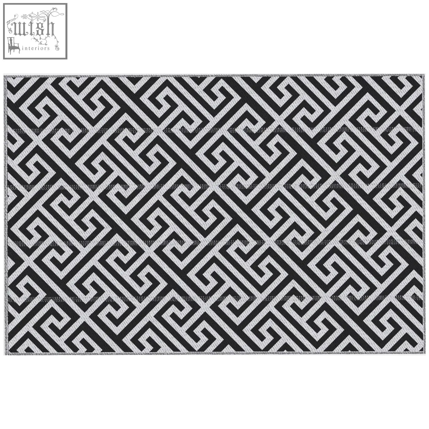 Outsunny black and white outdoor rug with plastic straw material and greek key pattern perfect for road tour use