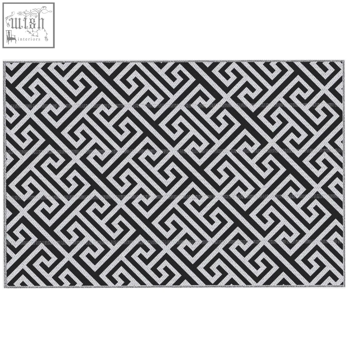 Outsunny black and white outdoor rug with plastic straw material and greek key pattern perfect for road tour use