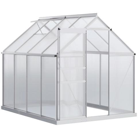 Outsunny walk-in polycarbonate greenhouse with silver aluminium frame means durability and clear panels for easy gardening