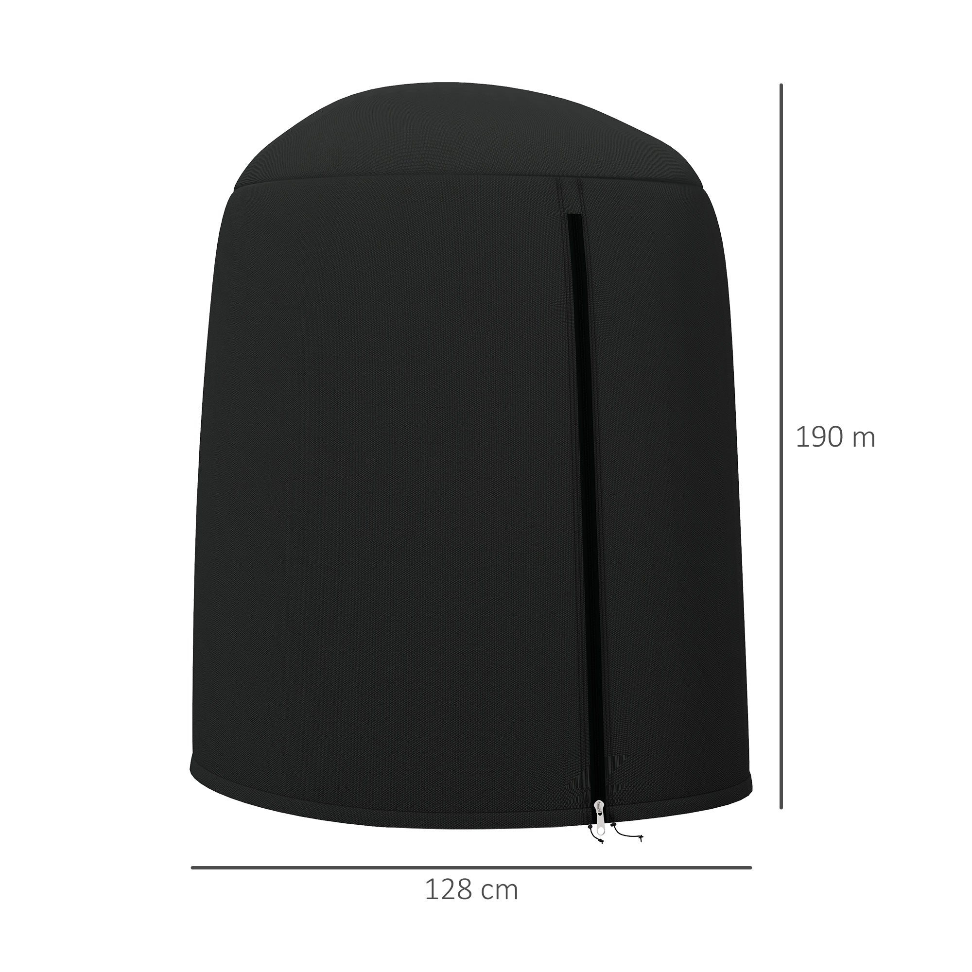 Black Outsunny hanging egg chair cover with central zipper made of durable 420d oxford fabric 190 x Φ128cm