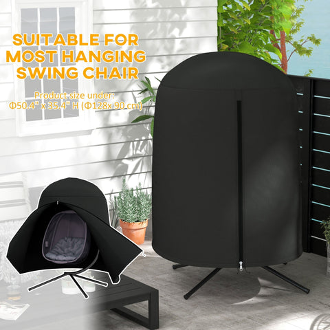 Black outsunny hanging egg chair cover with zipper closure metal legs made of durable 420d oxford fabric